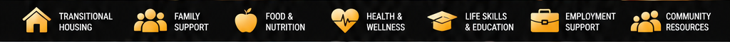 Apex support services: transitional housing, family support, food and nutrition, health and wellness, life skills and education, employment support, and community resources